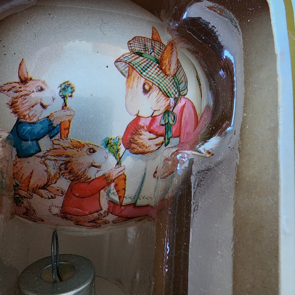Bunnykins Christmas Ornaments Beatrix Potter Bed Fireplace Rabbits Glass Vintage - Picture 3 of 14